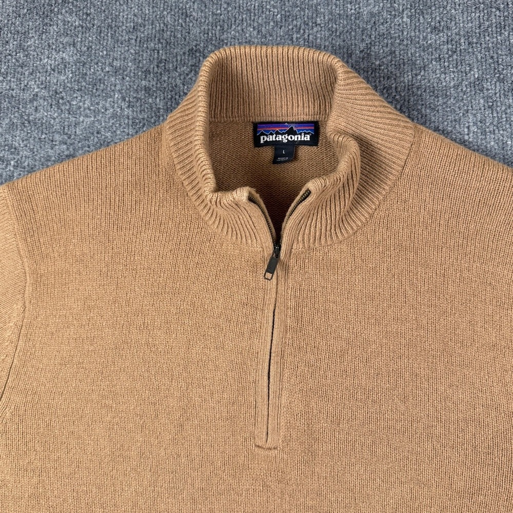 Patagonia Recycled Cashmere 1/4 Zip Sweater Mens L Brown Pullover Knit 50600 - Picture 7 of 11